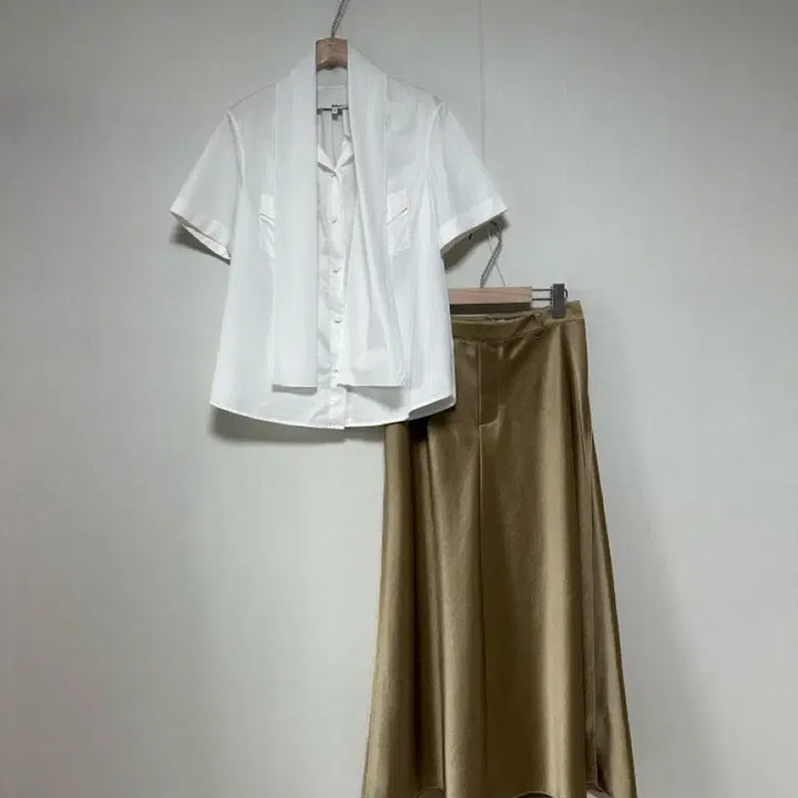 [BUNJANG] 3.1 Phillip Lim Scarf Neck Cotton Short Sleeve Blouse / 3.1필립림 스카프넥 코튼 반팔 블라우스