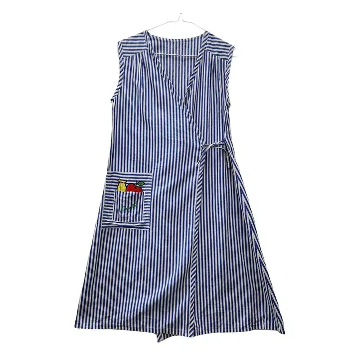 [BUNJANG] Vintage French Chic Stripe Wrap Dress / 빈티지 프렌치시크 스트라이프 랩원피스 M MADE IN JAPAN