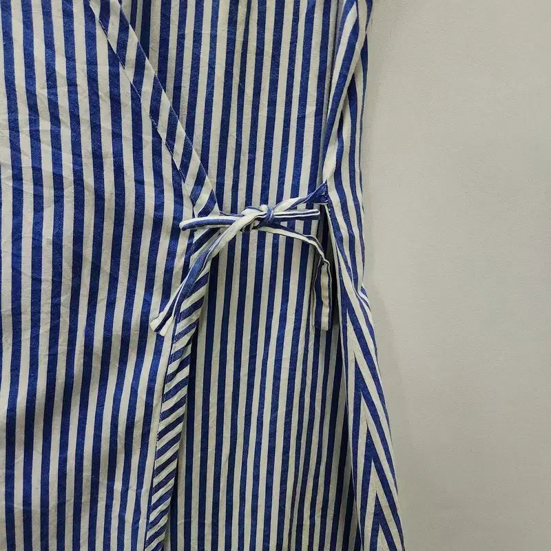 [BUNJANG] Vintage French Chic Stripe Wrap Dress / 빈티지 프렌치시크 스트라이프 랩원피스 M MADE IN JAPAN