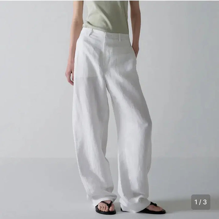 [BUNJANG] Facade Pattern Linen Pants White S / 파사드패턴 린넨 팬츠 화이트 S