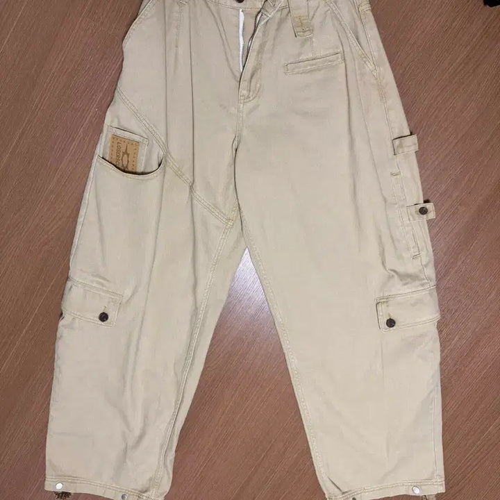 [BUNJANG] Ruders Club Multi Cargo Pocket Wide Cotton Pants Beige / 루저스클럽 카고팬츠 면팬츠 베이지