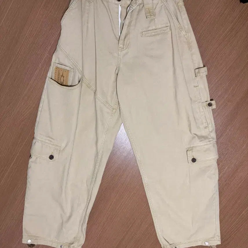 [BUNJANG] Ruders Club Multi Cargo Pocket Wide Cotton Pants Beige / 루저스클럽 카고팬츠 면팬츠 베이지