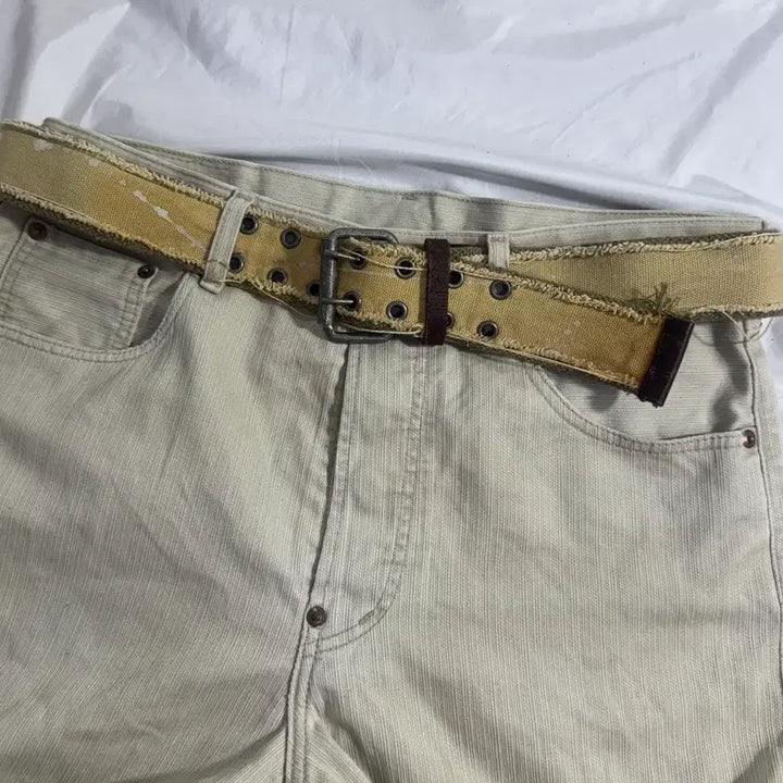 [BUNJANG] Vintage Distressed Military Canvas Belt / 빈티지 디스트레드 밀리터리 캔버스 벨트