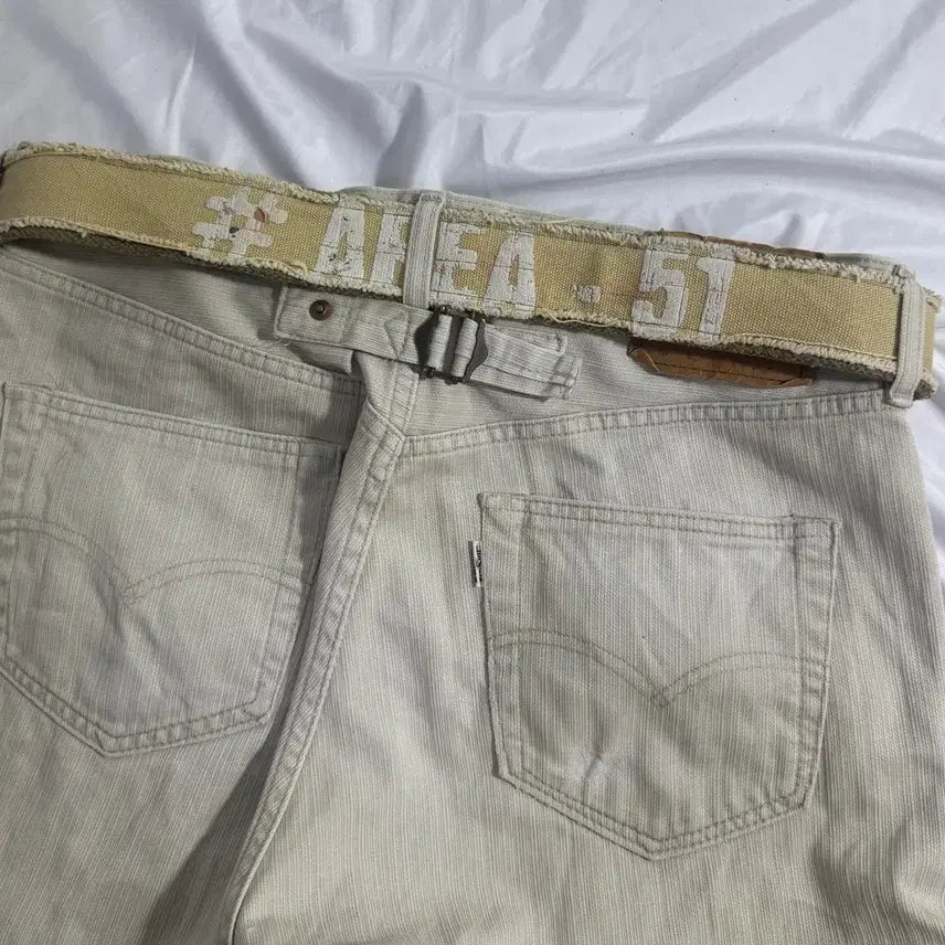 [BUNJANG] Vintage Distressed Military Canvas Belt / 빈티지 디스트레드 밀리터리 캔버스 벨트