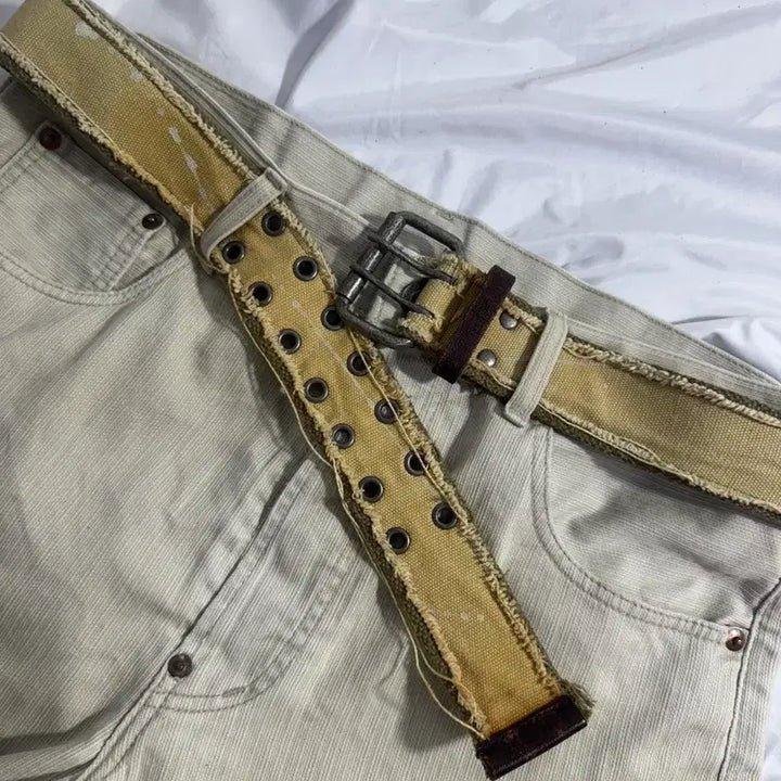 [BUNJANG] Vintage Distressed Military Canvas Belt / 빈티지 디스트레드 밀리터리 캔버스 벨트