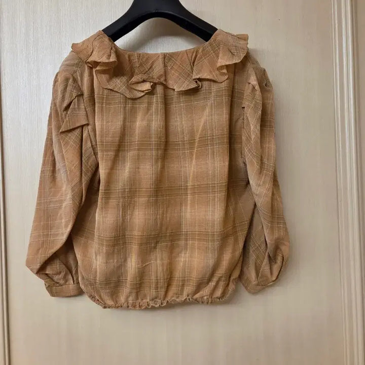 [BUNJANG] TIME Check Frill Blouse / 한섬 TIME 타임 체크 프릴 블라우스