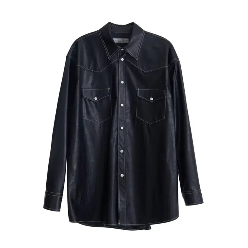[BUNJANG] From Arl Vegan Leather Western Shirt / [새상품] 프롬아를 레더 웨스턴 셔츠