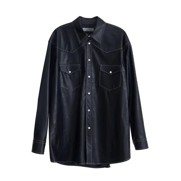 [BUNJANG] From Arl Vegan Leather Western Shirt / [새상품] 프롬아를 레더 웨스턴 셔츠