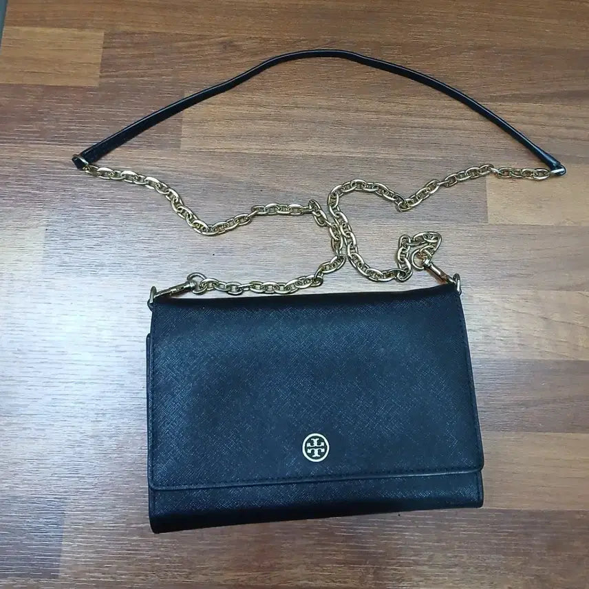 [BUNJANG] Tory Burch Black Gold Chain Crossbody Bag / 토리버치 블랙 금장 체인 크로스백