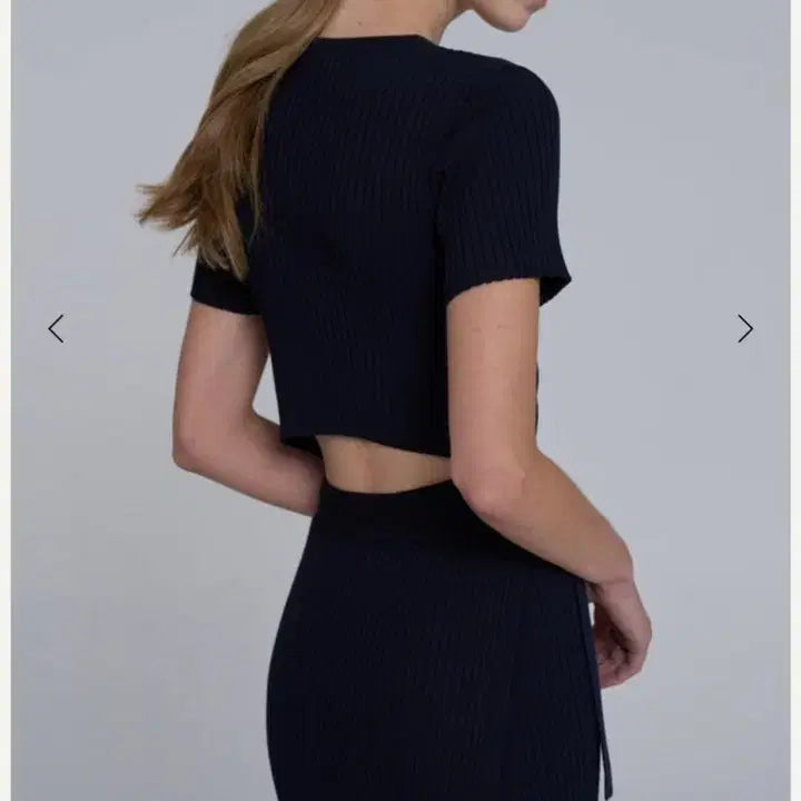 [BUNJANG] SIANN APPRON Open Wrap Knit Dress Navy S / 새상품) 시에 에이프런 오픈 랩 니트 드레스 네이비 s