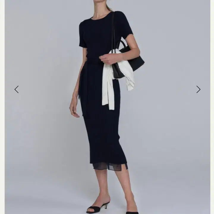 [BUNJANG] SIANN APPRON Open Wrap Knit Dress Navy S / 새상품) 시에 에이프런 오픈 랩 니트 드레스 네이비 s