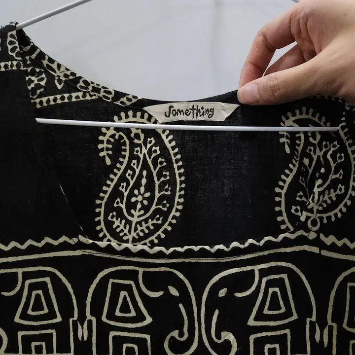 [BUNJANG] Vintage Ethnic Hippie Paisley Black Dress / 빈티지 에스닉 히피 페이즐리 블랙 원피스