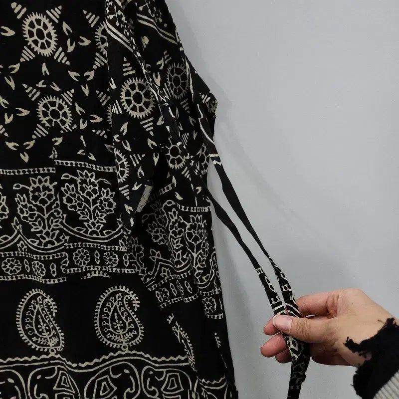 [BUNJANG] Vintage Ethnic Hippie Paisley Black Dress / 빈티지 에스닉 히피 페이즐리 블랙 원피스