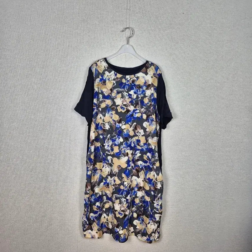 [BUNJANG] Floral Pattern Rayon Blend Dress (Navy) / 