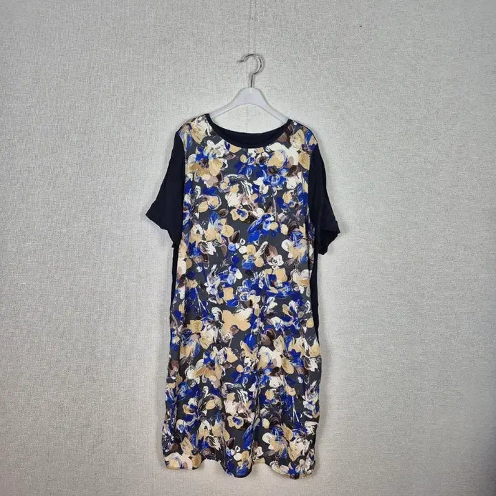 [BUNJANG] Floral Pattern Rayon Blend Dress (Navy) / 