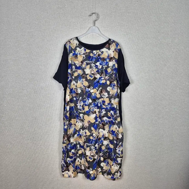 [BUNJANG] Floral Pattern Rayon Blend Dress (Navy) / 