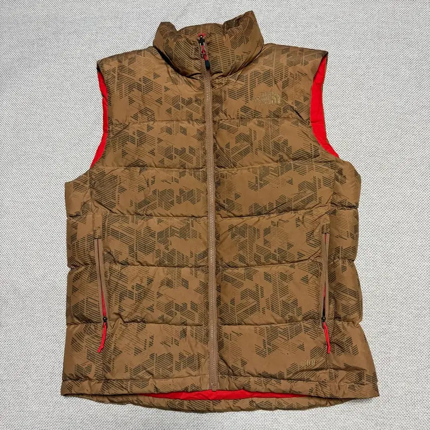 [BUNJANG] The North Face 700 Brown Pattern Padded Vest / 노스페이스 700 브라운 패턴 패딩 조끼