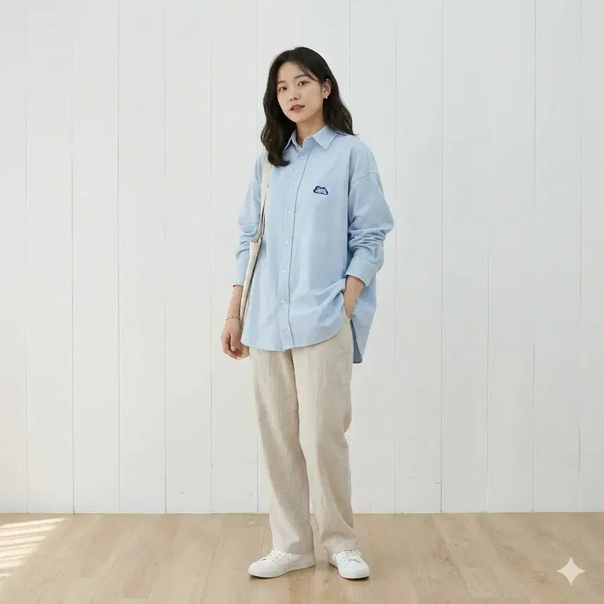 [BUNJANG] Daylife Cloud Logo Oversized Shirt Sky Blue / 데이라이프 구름 로고 오버핏 셔츠 스카이블루