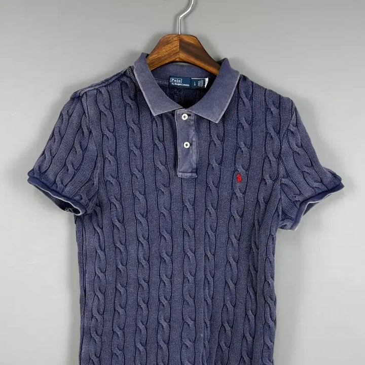 [BUNJANG] Polo Ralph Lauren Slim Fit Cable Knit Short Sleeve Sweater / 폴로랄프로렌 슬림핏 케이블 반팔 니트 E48