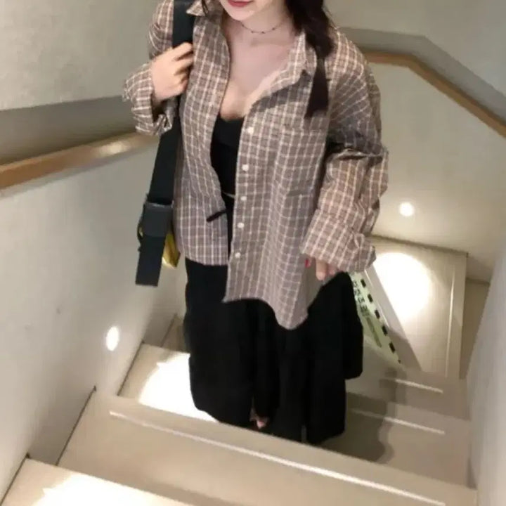 [BUNJANG] Ablley Oversized Check Shirt / 에이블리 오버핏 체크 셔츠