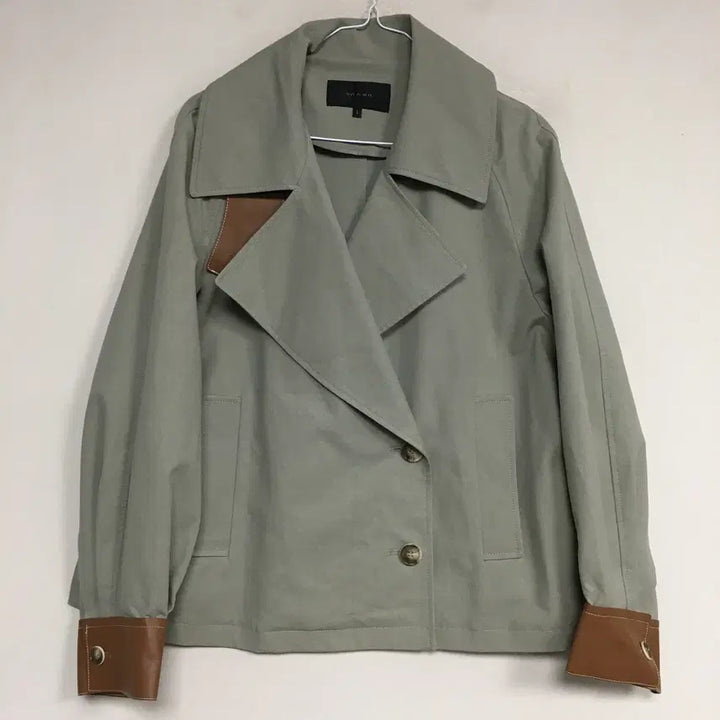[BUNJANG] ON&amp;ON Leather Sleeve Short Trench Coat / 온앤온 레더소매 숏 트렌치코트 55