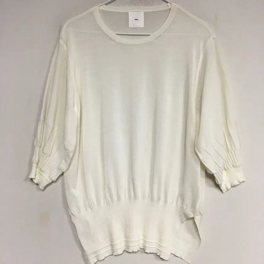 [BUNJANG] KUHO Puff Short Sleeve Knit 66 / KUHO 구호 퍼프 반팔 니트 66