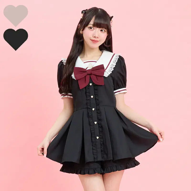 [BUNJANG] Secret Honey Sailor Short Sleeve Setup / 시크릿허니 뒤 레이스업 세일러 반팔 셋업