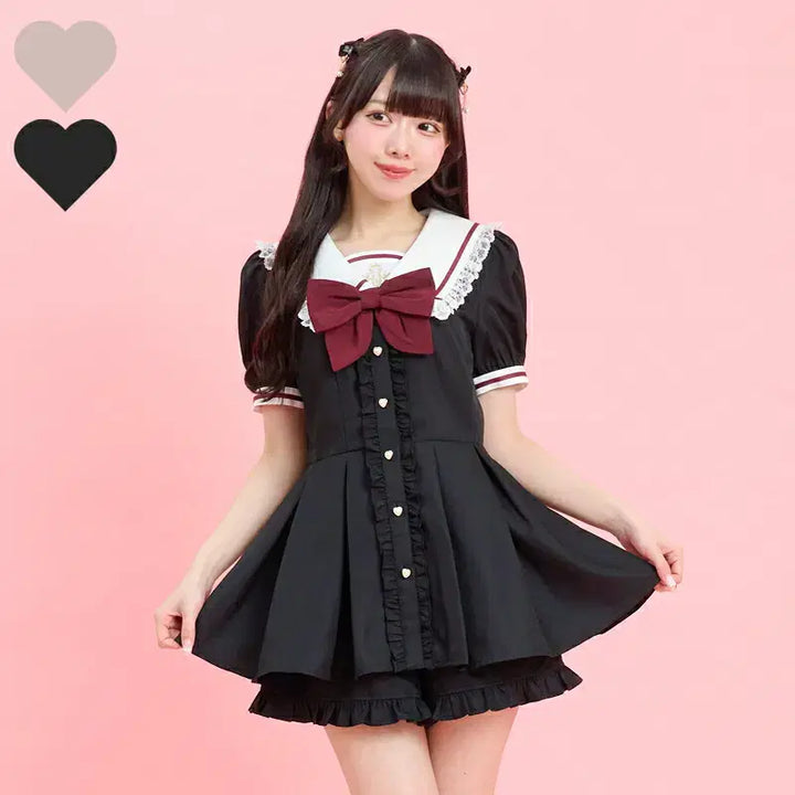 [BUNJANG] Secret Honey Sailor Short Sleeve Setup / 시크릿허니 뒤 레이스업 세일러 반팔 셋업