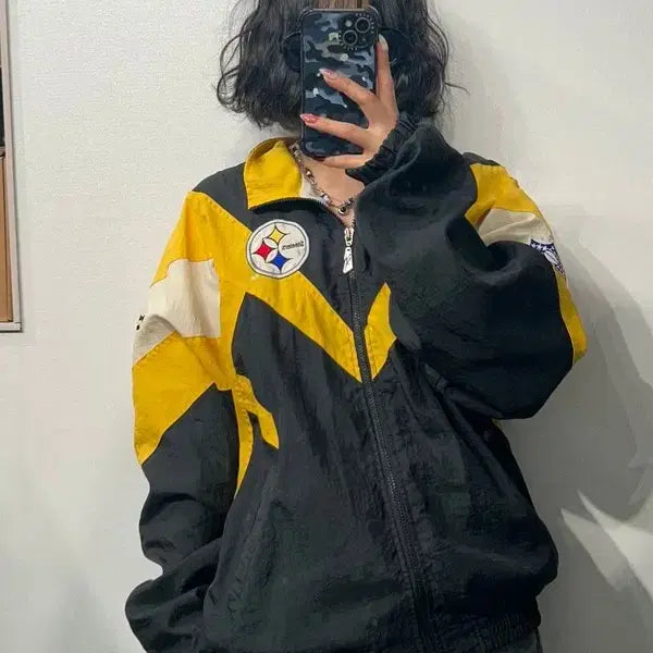 [BUNJANG] Reebok Pittsburgh Steelers Vintage Windbreaker Jacket / 100~105 리복 피츠버그 스틸러스 빈티지 윈드브레이커 바람막이 자켓
