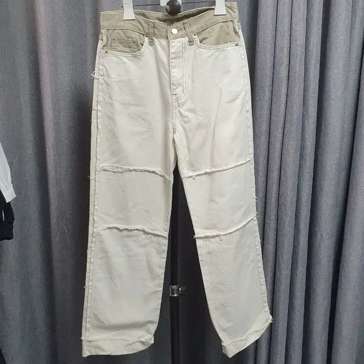[BUNJANG] Color Block White Denim Pants / M배색 화이트 진팬츠