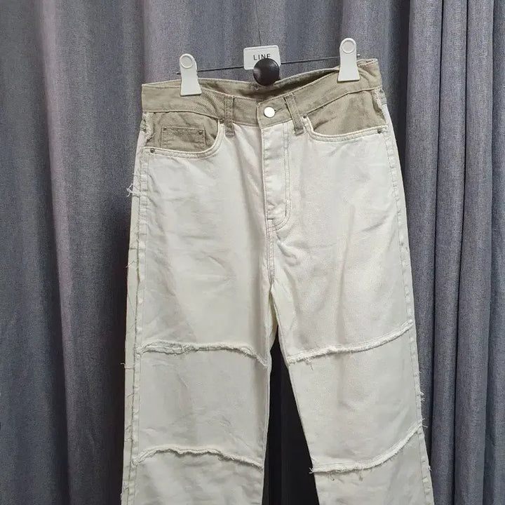 [BUNJANG] Color Block White Denim Pants / M배색 화이트 진팬츠