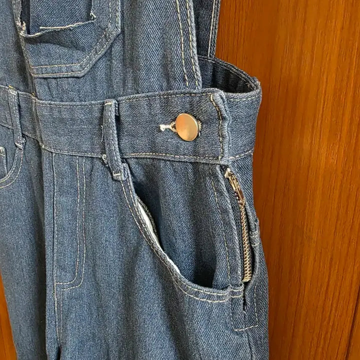 [BUNJANG] Embroidered Strap Pants (Size S) / (새상품) 영문 자수 포인트  멜빵 바지(~55사이즈까지)