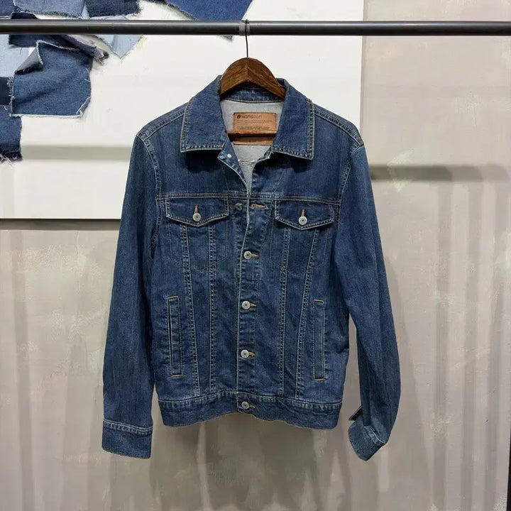 [BUNJANG] Hang Ten Vintage Basic Multi-Pocket Denim Trucker Jacket / (95) 행텐 빈티지 베이직 멀티포켓 데님 트러커 청자켓