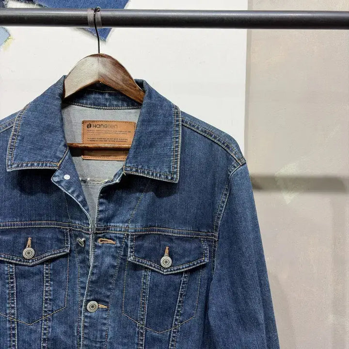 [BUNJANG] Hang Ten Vintage Basic Multi-Pocket Denim Trucker Jacket / (95) 행텐 빈티지 베이직 멀티포켓 데님 트러커 청자켓
