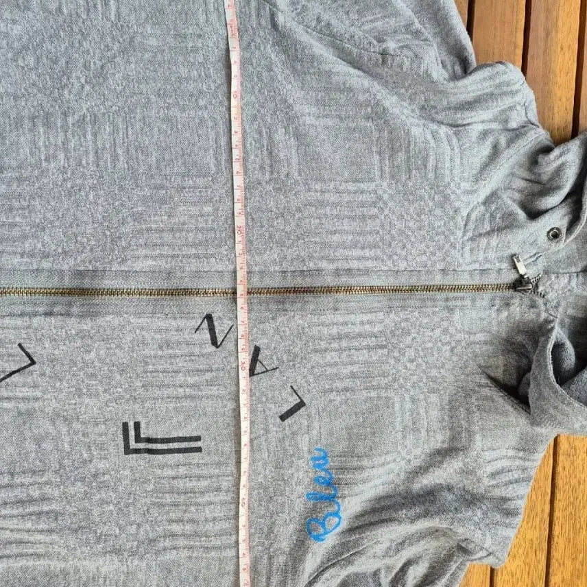[BUNJANG] Lanvin Blue Embroidered Hoodie Zip-up Grey / 랑방 블루 자수 후드집업 그레이