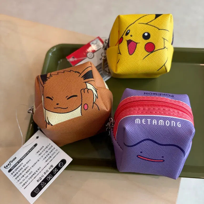 [BUNJANG] Pokemon Mini Pouch Keyring 3종 Bundle Set (Pikachu, Eevee, Ditto) / 일괄) 포켓몬 미니 파우치 키링 3종 이브이 메타몽 피카츄