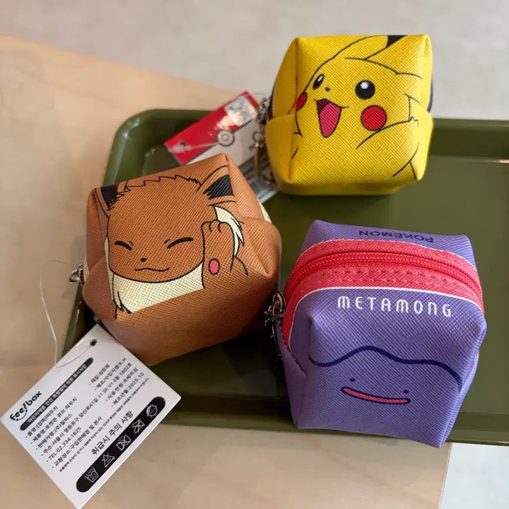 [BUNJANG] Pokemon Mini Pouch Keyring 3종 Bundle Set (Pikachu, Eevee, Ditto) / 일괄) 포켓몬 미니 파우치 키링 3종 이브이 메타몽 피카츄