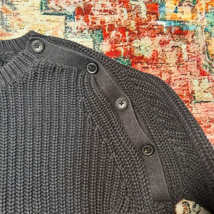 [BUNJANG] AllSaints Diagonal Button Cotton Knit - L / [L] 올세인츠 사선 버튼 코튼 니트