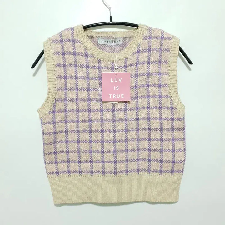 [BUNJANG] Love Is True Check Knit Vest Free Size / 러브이즈트루 체크 니트 조끼 F