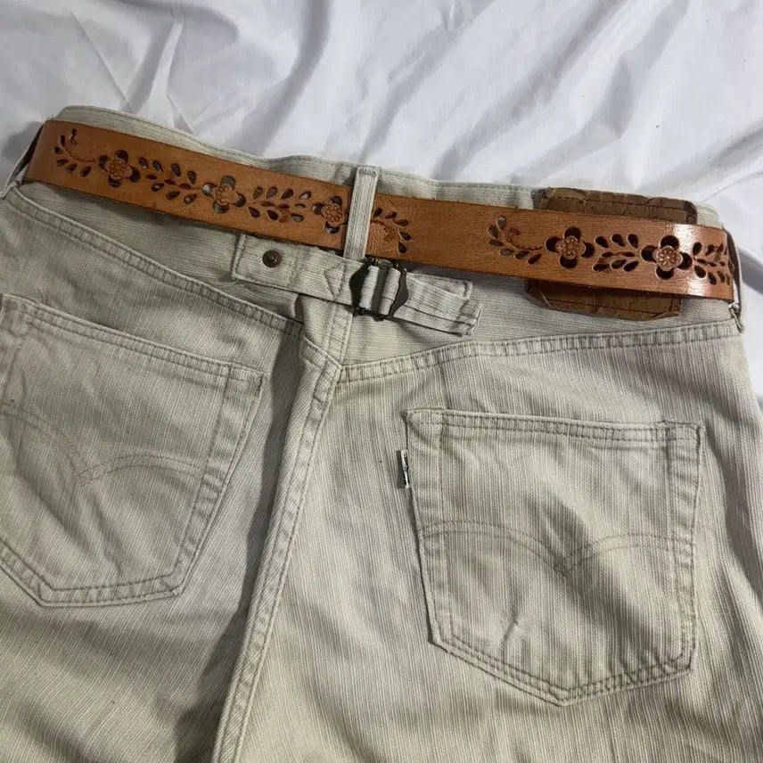 [BUNJANG] Vintage Carved Leather Western Belt / 빈티지 카빙 레더 웨스턴 벨트