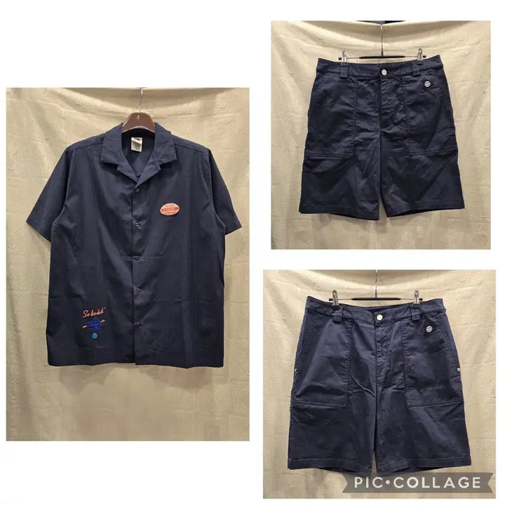 [BUNJANG] Kodak Navy Short-Sleeve Shirt &amp; Cargo Shorts Set / 코닥 반팔 셔츠 &amp; 카고 반바지  105~110