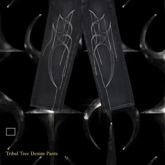 [BUNJANG] THUG CLUB Tribal Black Denim Pants / 떠그클럽 트라이벌 흑청 데님 팬츠