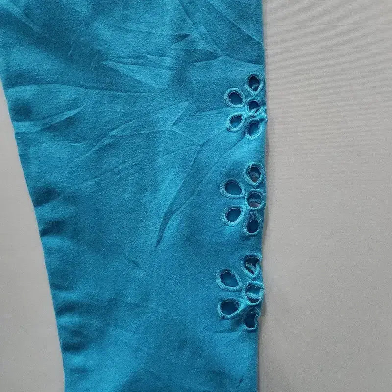 [BUNJANG] Vintage Punch Flower Sky Blue Leggings Pants / 빈티지 펀칭플라워 스카이블루 레깅스 팬츠