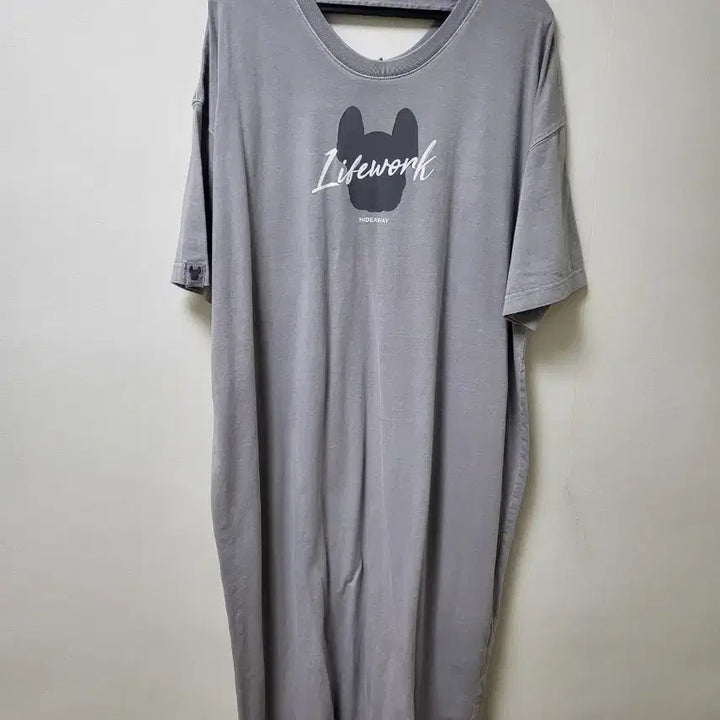 [BUNJANG] LifeWork Grey Short-Sleeve Long Dress One Size / 라이프워크 그레이 반팔 롱 원피스 프리