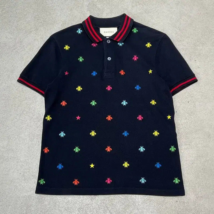 [BUNJANG] Gucci Multi Bee Embroidery Short Sleeve Polo Shirt / 구찌 멀티 비 자수 반팔카라티+명품감정서 s10999