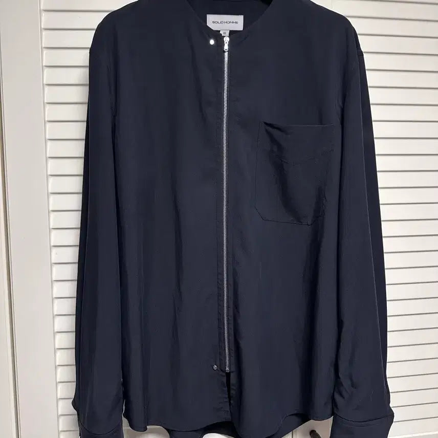 [BUNJANG] Solid Homme Riri Zipper Stand Collar Zip-Up Shirt / 솔리드옴므 람포지퍼 노카라 집업셔츠
