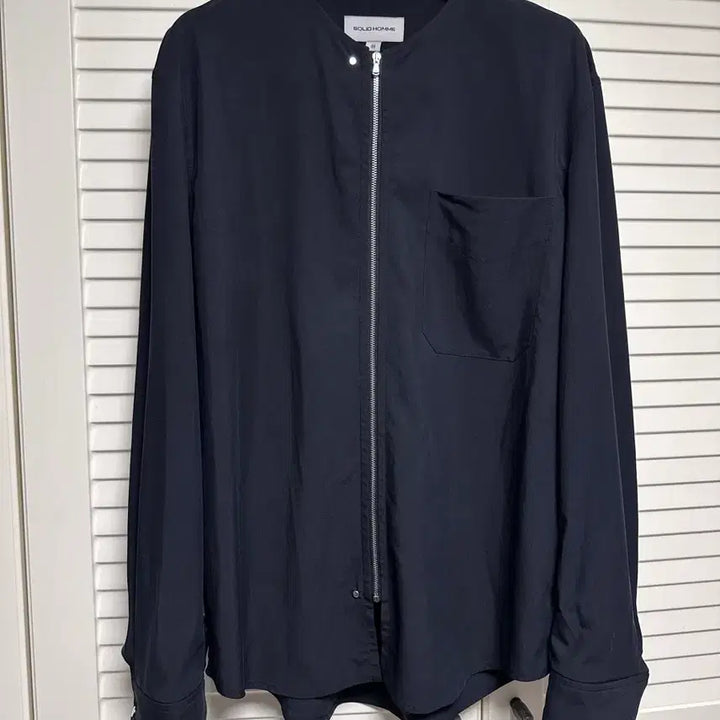 [BUNJANG] Solid Homme Riri Zipper Stand Collar Zip-Up Shirt / 솔리드옴므 람포지퍼 노카라 집업셔츠