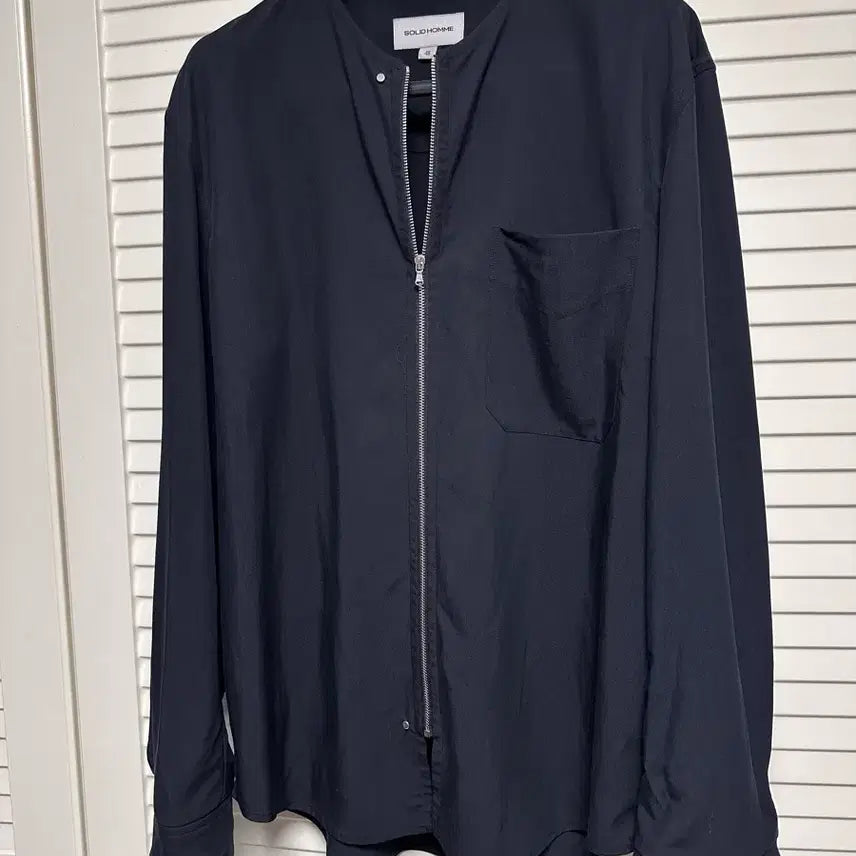 [BUNJANG] Solid Homme Riri Zipper Stand Collar Zip-Up Shirt / 솔리드옴므 람포지퍼 노카라 집업셔츠