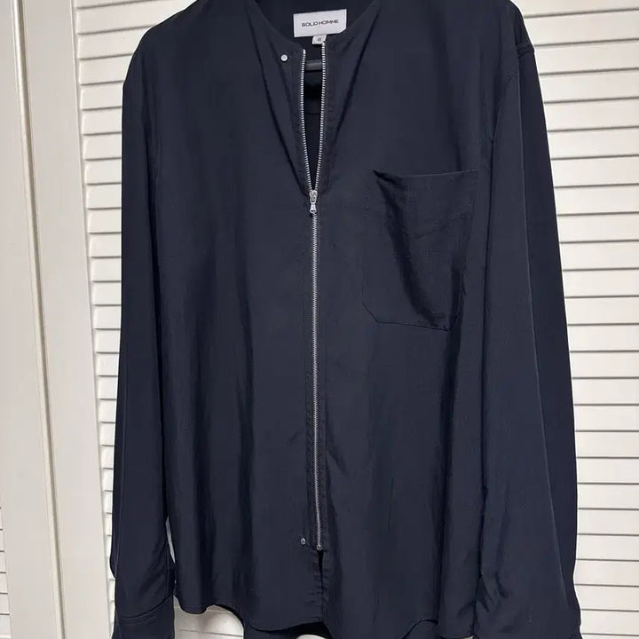 [BUNJANG] Solid Homme Riri Zipper Stand Collar Zip-Up Shirt / 솔리드옴므 람포지퍼 노카라 집업셔츠