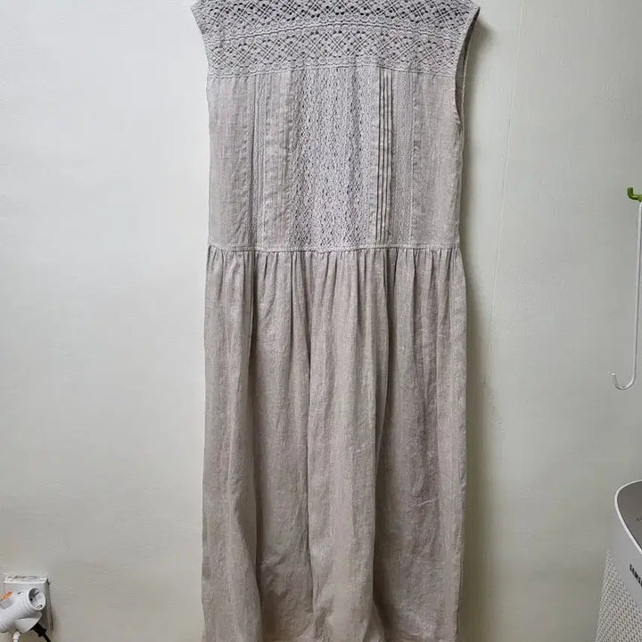 [BUNJANG] Linen Lace Long Dress (One Size) / 여성 레이스 린넨 롱 원피스 프리